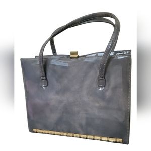 Vintage Verdi Gray Patent Leather Purse Handbag